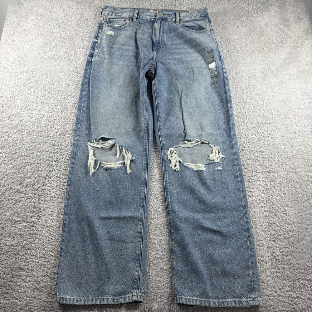 Pacsun Baggy Factory Distressed Jeans Mens 32x32 Rips Fade Knee Hole Skate NWT